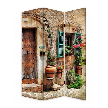Palacedesigns Romantic European Street Three Panel Room Divider Screen Multi Color PA3091814